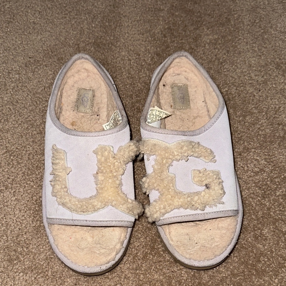 UGG Cream Shearling Open-Toe Slippers